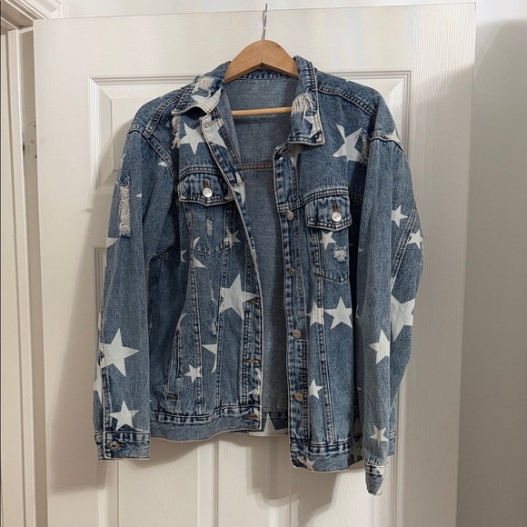 Star Pattern Denim Jacket - Picture 1 of 5